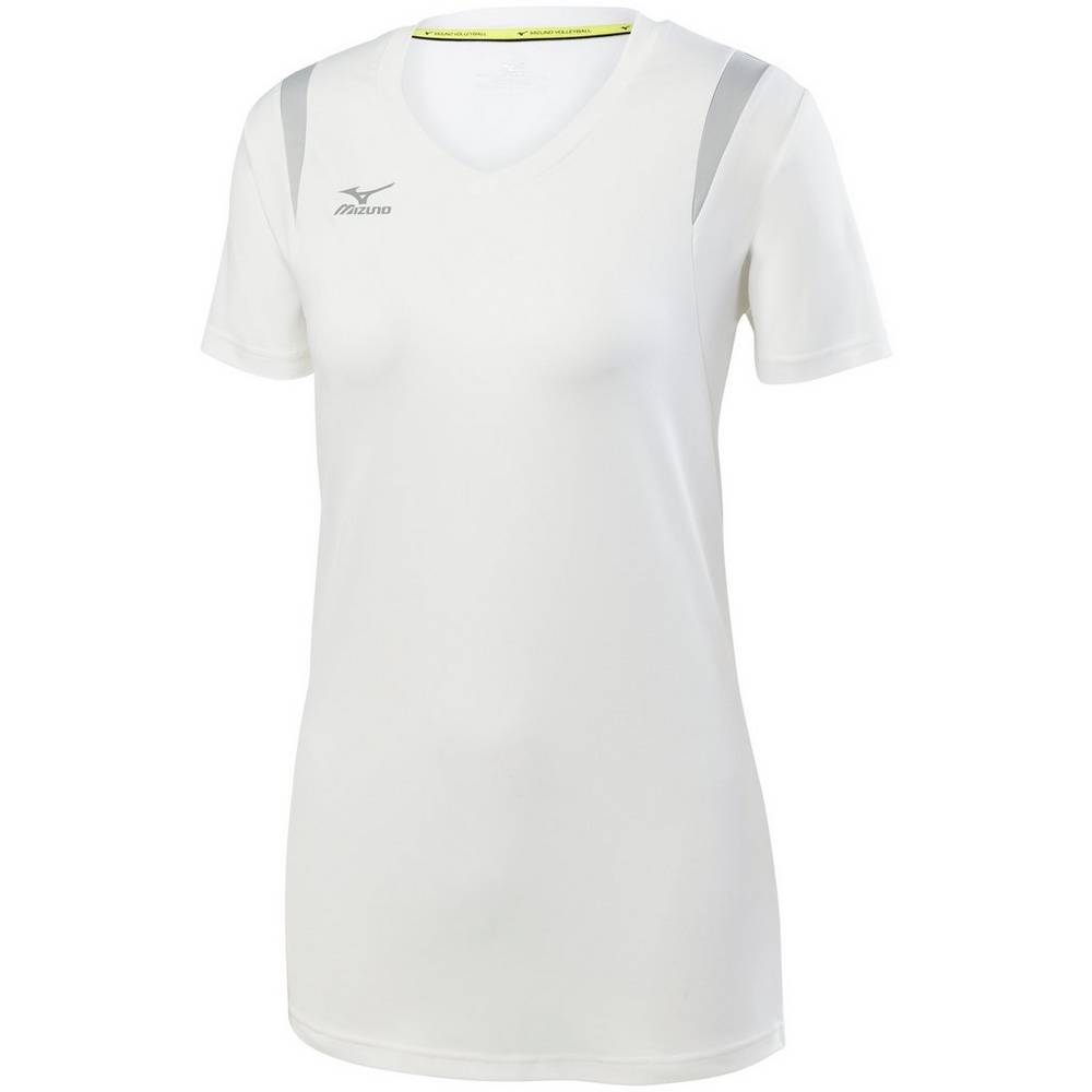 Mizuno Women's Balboa 5.0 Long Sleeve Volleyball Jersey White/Silver (440646-MLU)